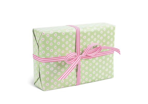 Geschenkpapier Tupfer Grün/Rosa