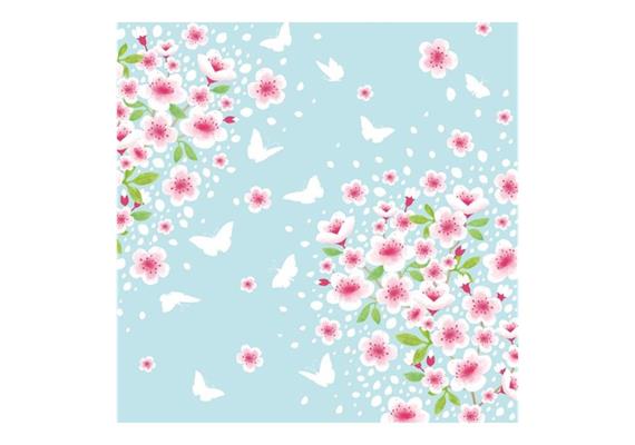 Serviette Cherry Spring blau 33x33cm